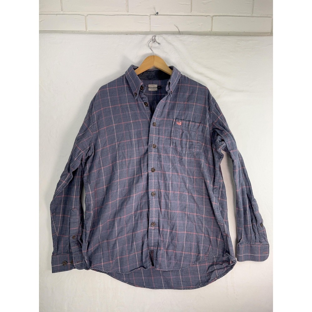 Southern Marsh Shirt Mens Large Gray Pink Plaid Button Down Long Sleeve Casual